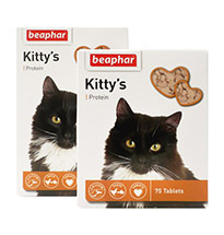 Витамины для кошек Kitty`s+ Protein, с протеином и вкусом рыбы, 75 таблеток